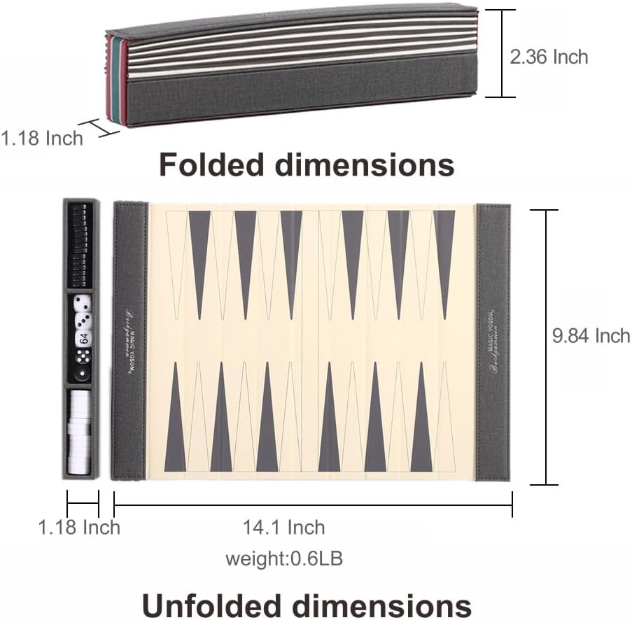 Backgammon Set for Adults, Backgammon Travel Set, Wrinkle-Resistant Foldable Chess and Checkers, Fun Outdoor Games for Family and Friends, Ideal Travel Game Set