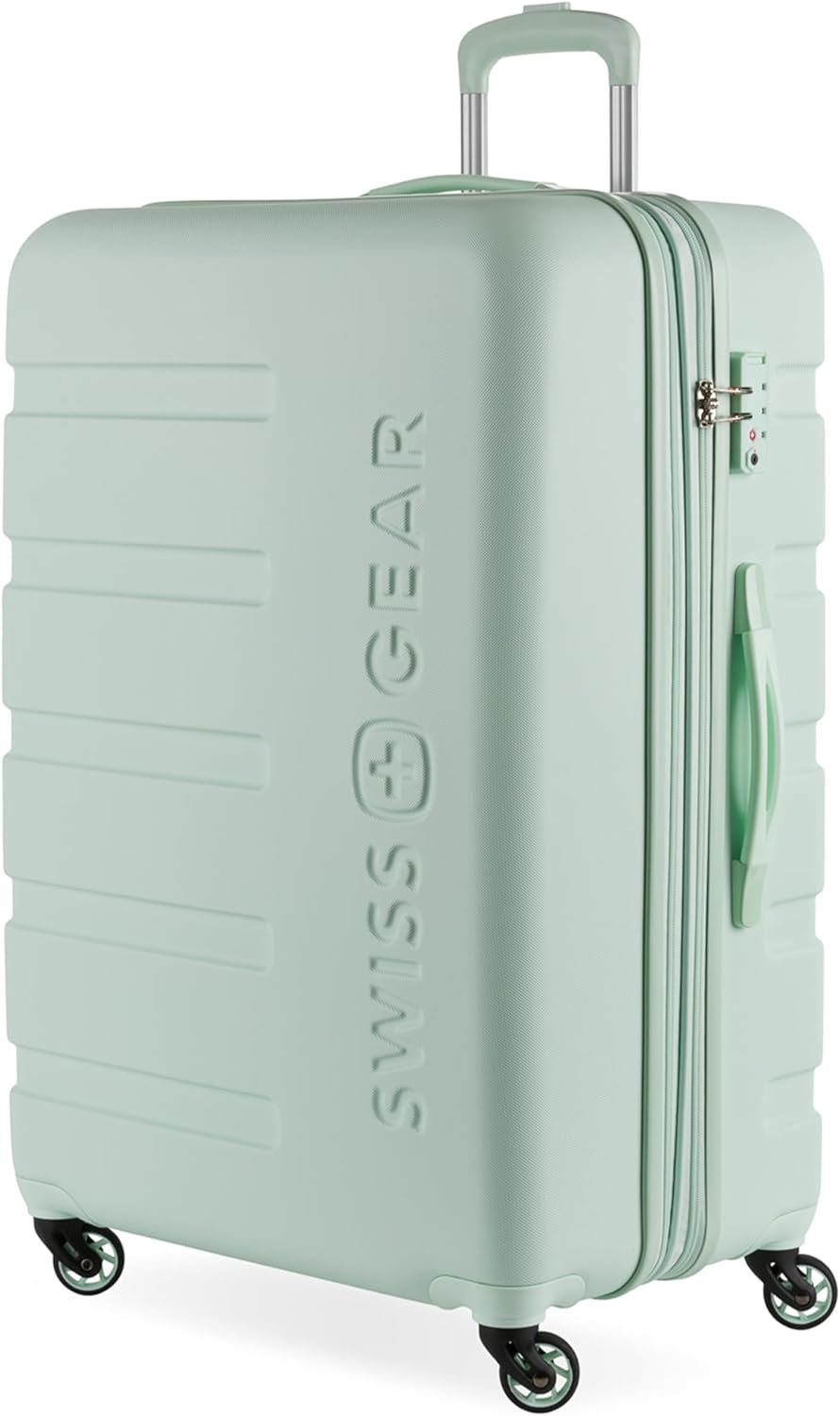 SwissGear 7366 Signature Hardside Expandable Luggage with Spinner Wheels, TSA Lock, Clearly Aqua, Checked-Large 27-Inch