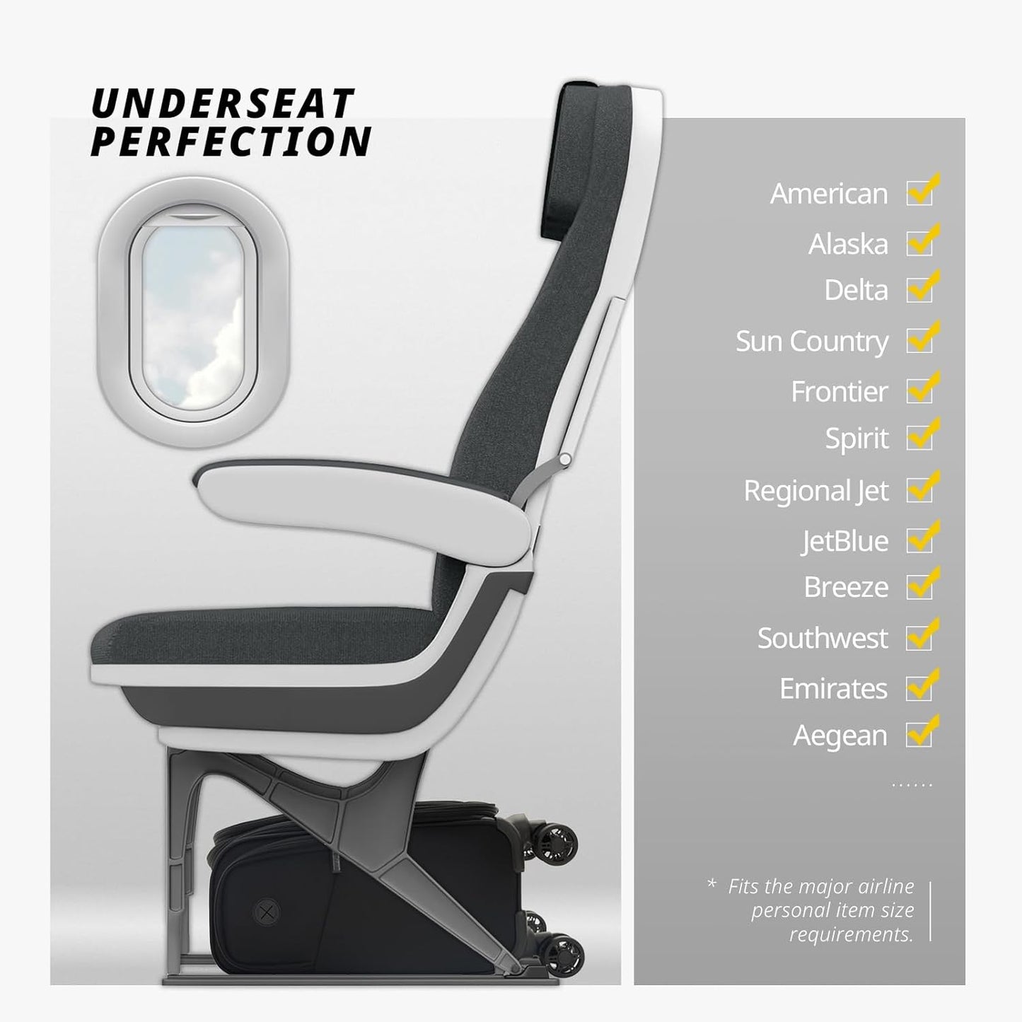 Verage Under Seat Luggage with Wheels, Softside Small Suitcase Spinner Carry On Luggage Bags for Airlines Airplanes Short Trip Men Women (Black, 14-Inch Underseat)