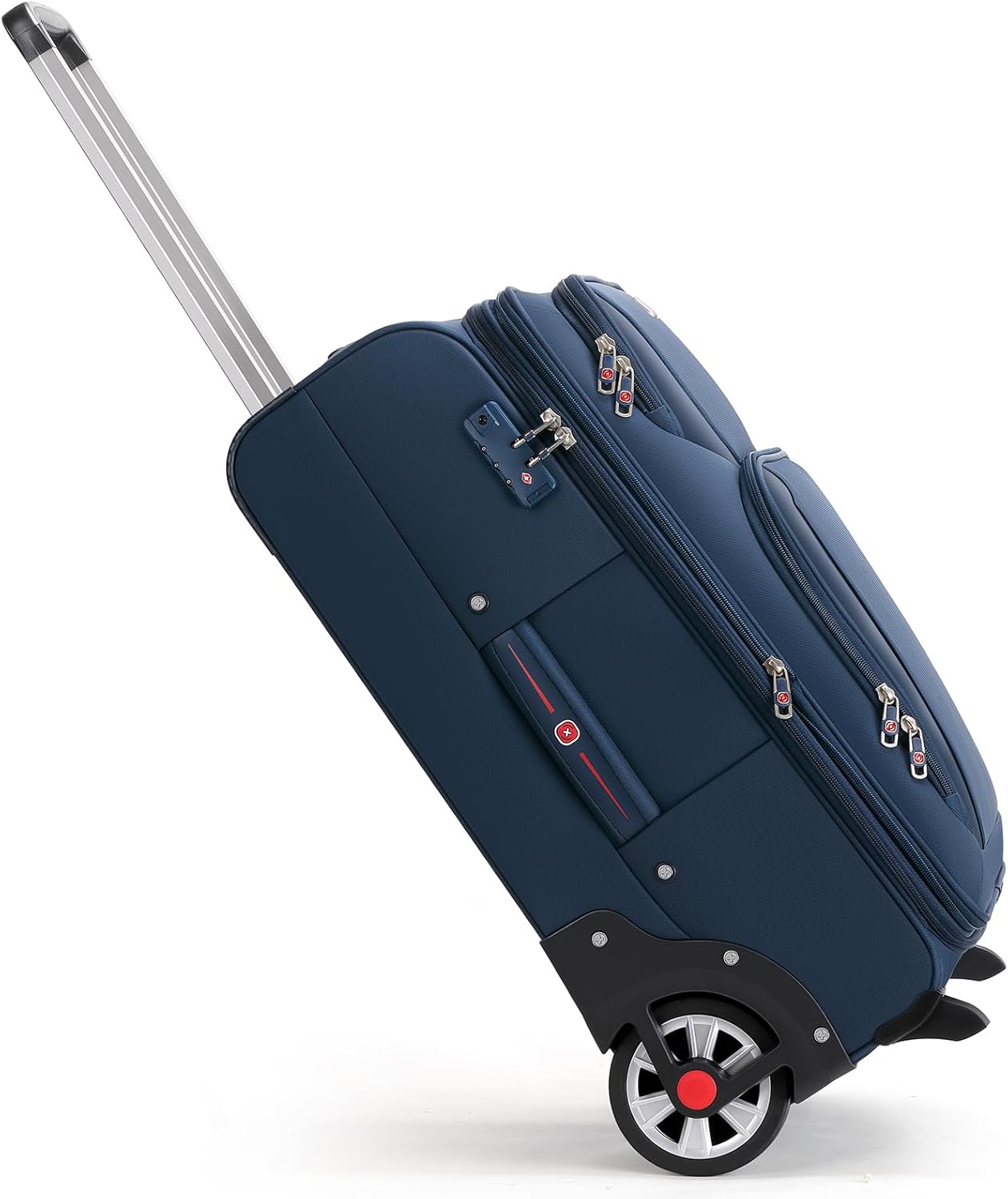 Laduga Softside Expandable Luggage with Large Steel Wheels Checked-Luggage Suicase (Blue, 25-Inch)
