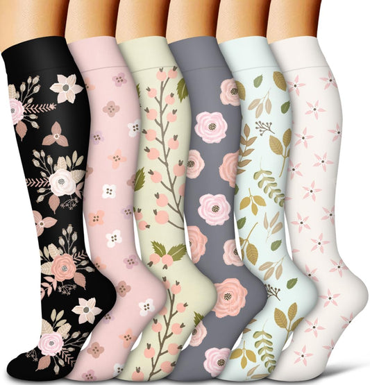 Copper Compression Socks for Women and Men(6 Pairs)-Best Support for Running, Athletic, Nursing, Travel