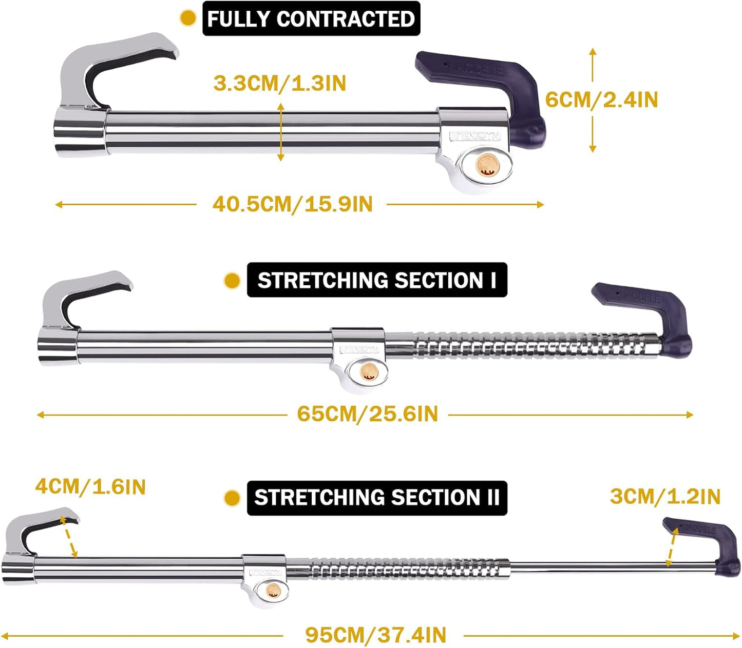Tevlaphee Universal Steering Wheel Brake Lock Anti-Theft Retractable Double Hook Extended Car Lock Clutch Pedal for Car Truck SUV Van Security with 3 Keys(Extended)