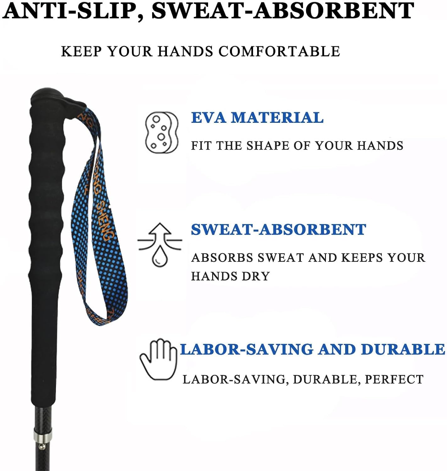 Carbon Fiber Trekking Poles 2-Pack - Ultra Lightweight 10oz, Collapsible 3-Piece Folding Design with Anti-Shock, Moisture-Wicking Cork Grips for Hiking, Mountaineering