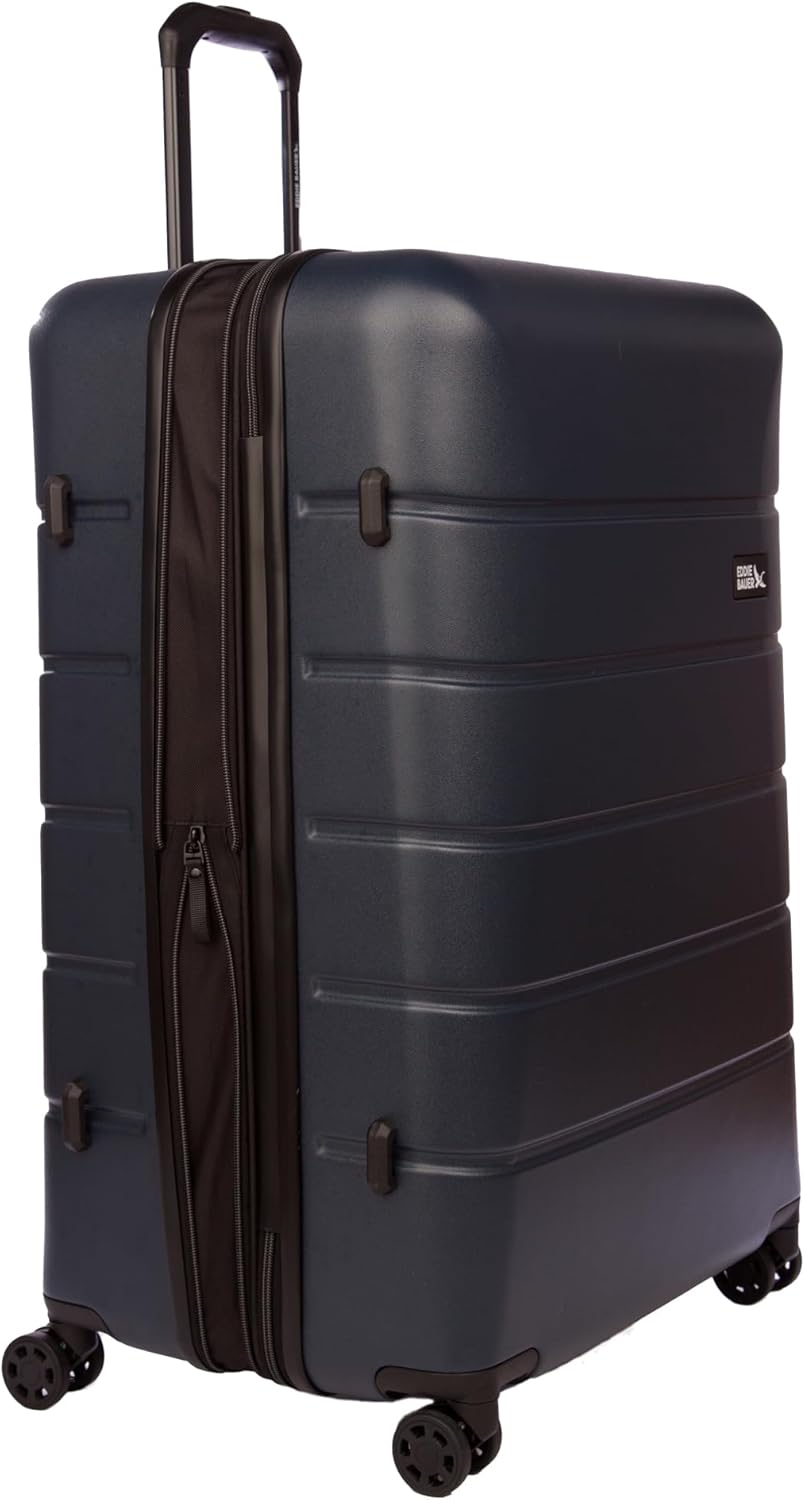 Eddie Bauer Glacier Checked 30" Luggage | Hardside | Spinner Wheels | Expandable | Lightweight | Travel Essentials - Storm Blue