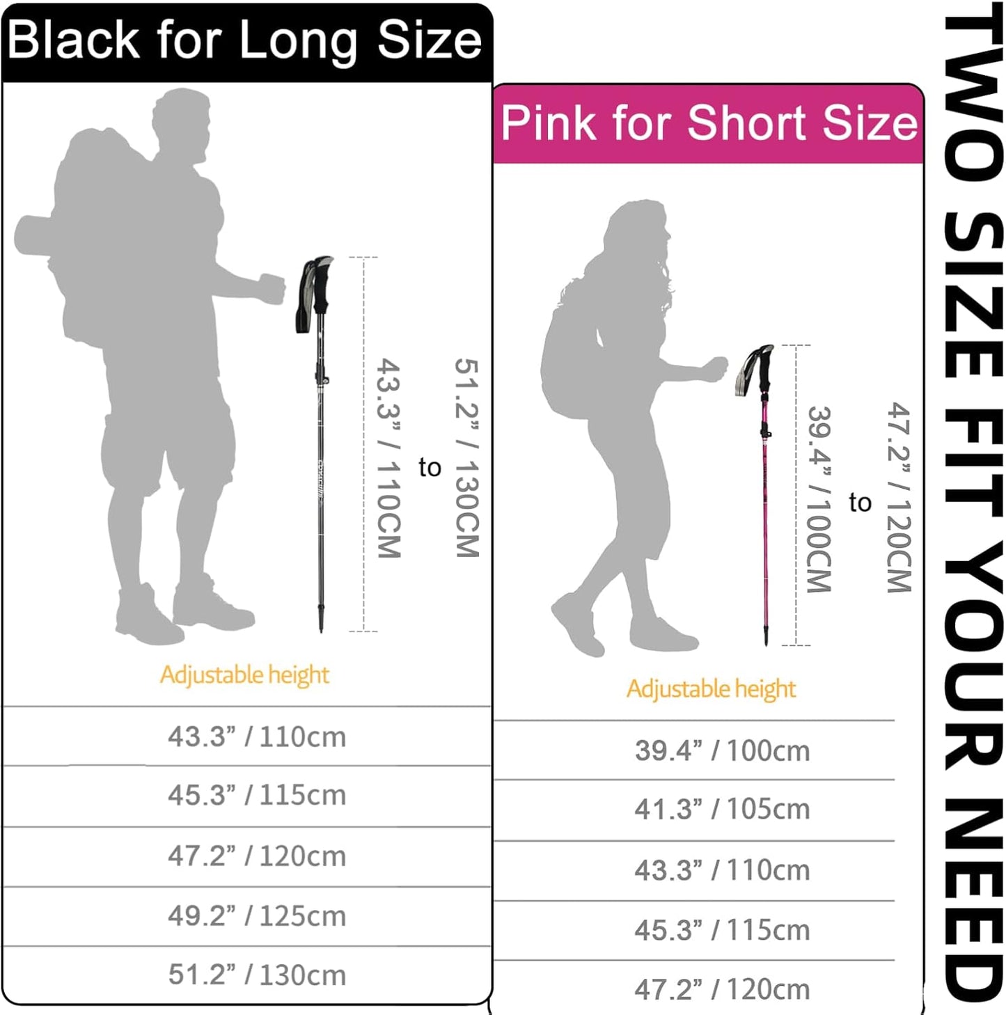 Covacure Hiking Poles Collapsible Trekking Poles - Aluminum Alloy 7075 Walking Sticks for Hiking with Telescopic & Foldable Tri-fold Design Hiking Gear for Women Men, Hiking, Camping, Climbing