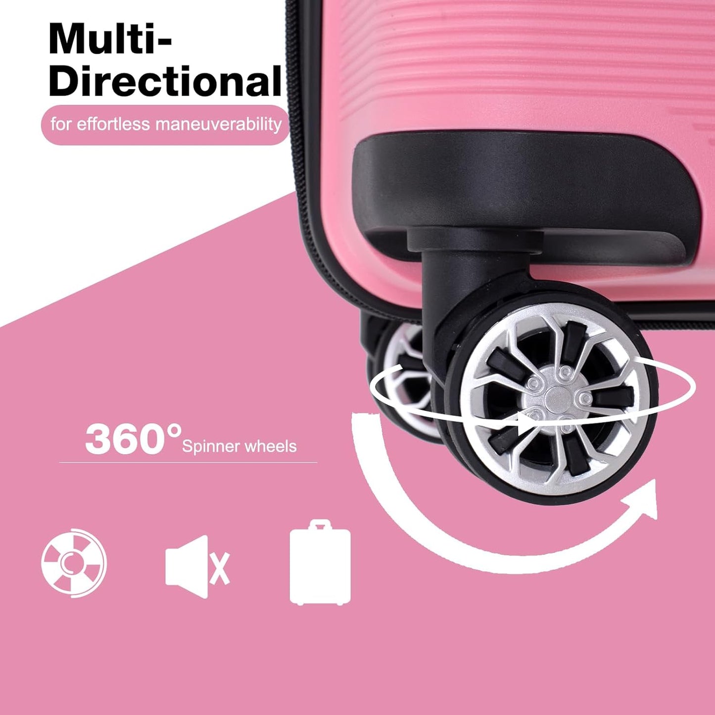 Luggage 3 Piece Sets Suitcase Set with Double Spinner Wheels, Lightweight Carry On Hardside Travel Luggage with TSA Lock, (20/24/28) (Pink)