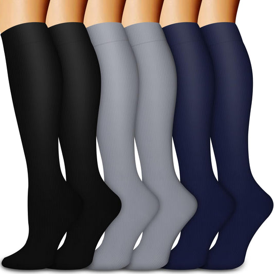 Bluemaple Compression Socks for Women & Men Circulation (6 Pairs) 15-20 mmHg is Best Support for Athletic Running Cycling