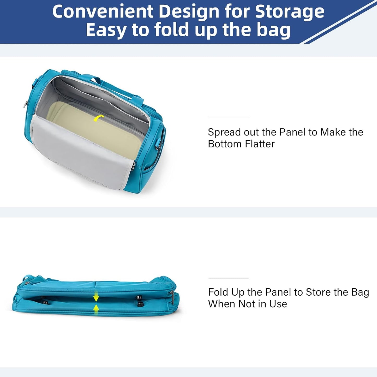 Carry on Duffel Bag Foldable Duffle Bags for Travel, Under Seat Personal Item Bags for Airplanes, Weekender Overnight Mens Travel Tote Bag for Women Softside Carry on Luggage (Caribbean Blue)