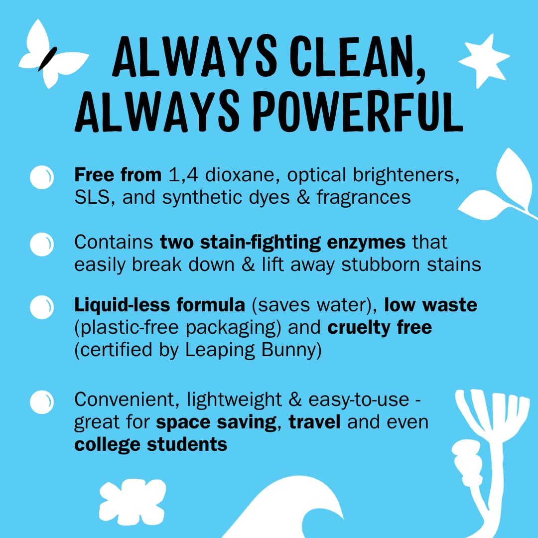 Molly’s Suds Laundry Detergent Sheets | Gentle on Sensitive Skin, Powerful Bio-Based Enzymes, Stain-Fighting | Liquidless & Plastic-Free Packaging | 70 Loads (Peppermint)