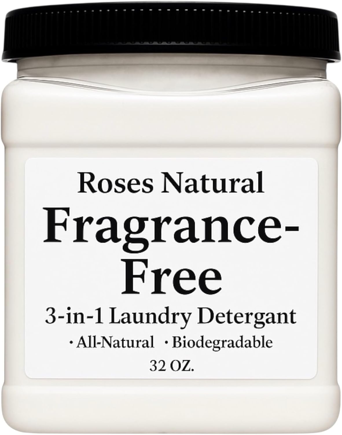 Fragrance Free 3-in-1 Laundry Powder Detergent – Plant-Based, Hypoallergenic, No Added Fragrance or Dyes, Safe for Sensitive Skin, Biodegradable & HE Machine Safe, 32 oz