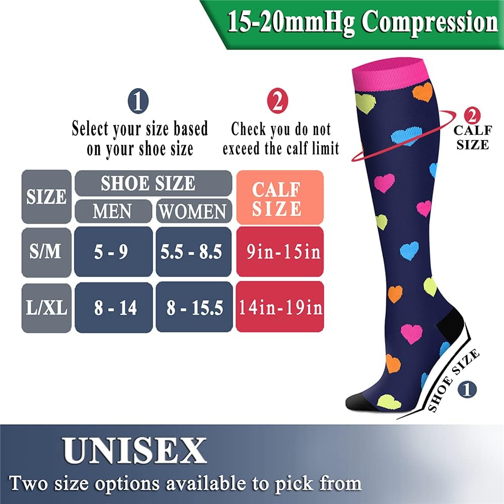 QUXIANG Copper Compression Socks for Women & Men Circulation (8 Pairs) - Best for Running Athletic Cycling - 15-20 mmHg