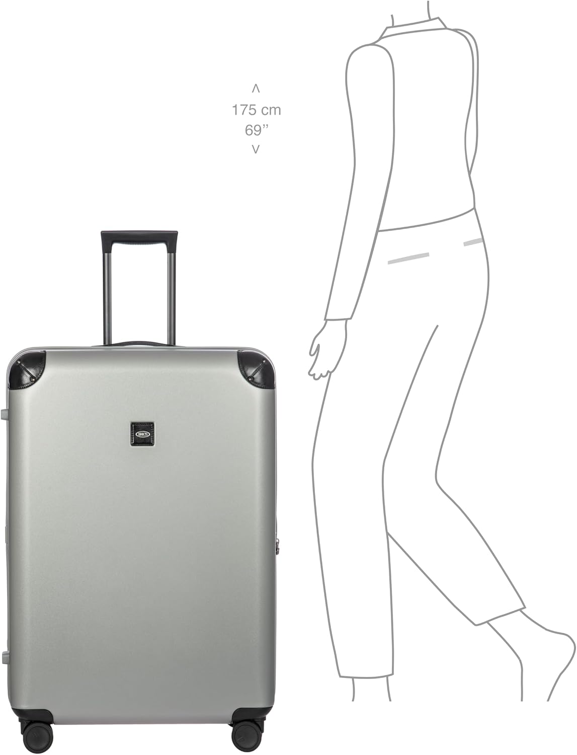 Bric's Amalfi Suitcase, Lightweight Expandable Hard Shell Luggage with Smooth 360° Wheels and TSA Lock 32" - Silver