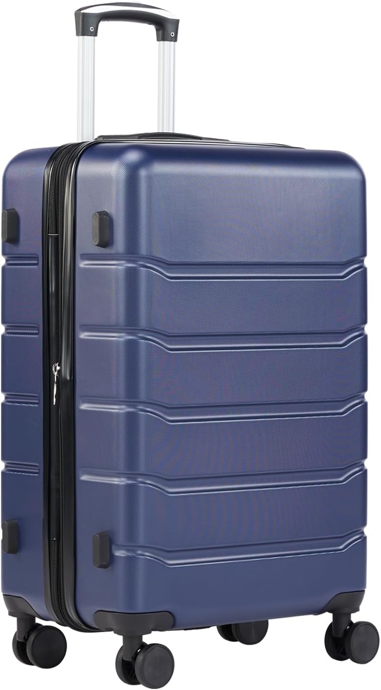 Sweetcrispy Carry on Luggage,Hard Shell Expandable Double Spinner Rolling Wheels Suitcase,TSA Lock, Canal Blue, 20 Inch