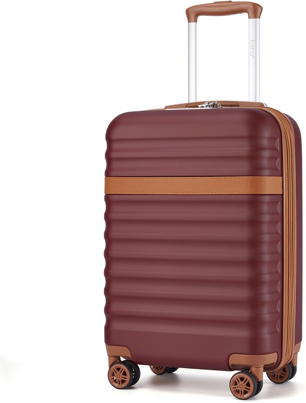 Kono Airline Approved Carry On Luggage 22x14x9 inches, with TSA Lock, 20 Inch Expandable Lightweight Hardshell Suitcase (Burgundy, Suitable for 1-3 Days of Travel)