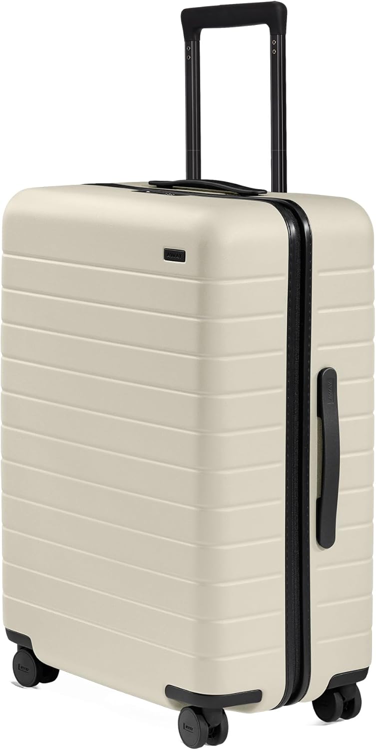 Away Medium Checked Luggage, Lightweight Hard Shell Suitcase with Spinner Wheels, Durable Rolling Luggage, TSA Lock, 26 Inch, Salt White Matte