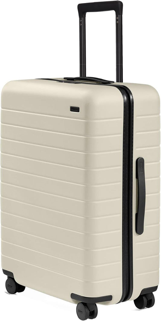 Away Medium Checked Luggage, Lightweight Hard Shell Suitcase with Spinner Wheels, Durable Rolling Luggage, TSA Lock, 26 Inch, Salt White Matte
