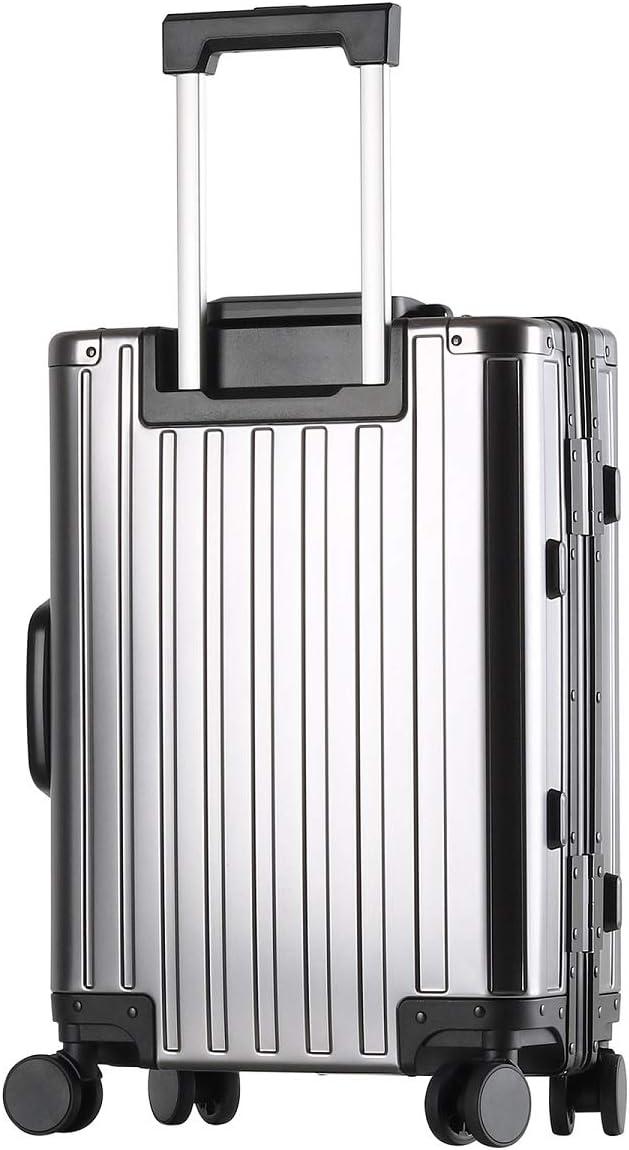 Carry-On Hardside Suitcase: Full Aluminum HardShell Luggage with TSA Lock & Spinner Wheels for Business Travel - Crush-Resistant & Burst-Proof - Gunmetal Gray