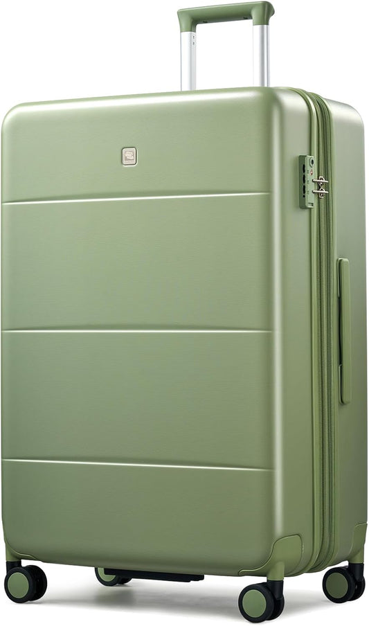 Hanke Expandable 28 Inch Luggage with Spinner Wheels, Hardside Large Suitcase, All-PC Hard Shell Checked Luggage, TSA Lock, Durable Checked-Large (Bamboo Green, 114L)