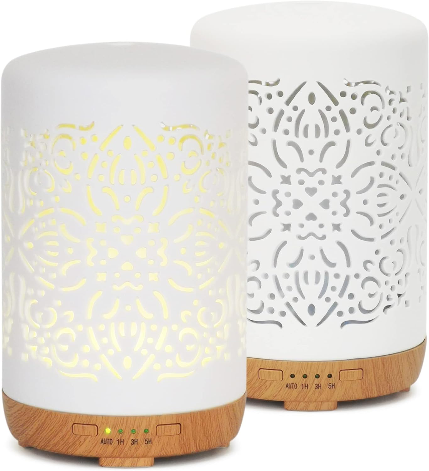 Earnest Living Essential Oil Diffuser White Ceramic Diffuser 250 ml Timers Night Lights and Auto Off Function Home Office Humidifier Aromatherapy Diffusers for Essential Oils