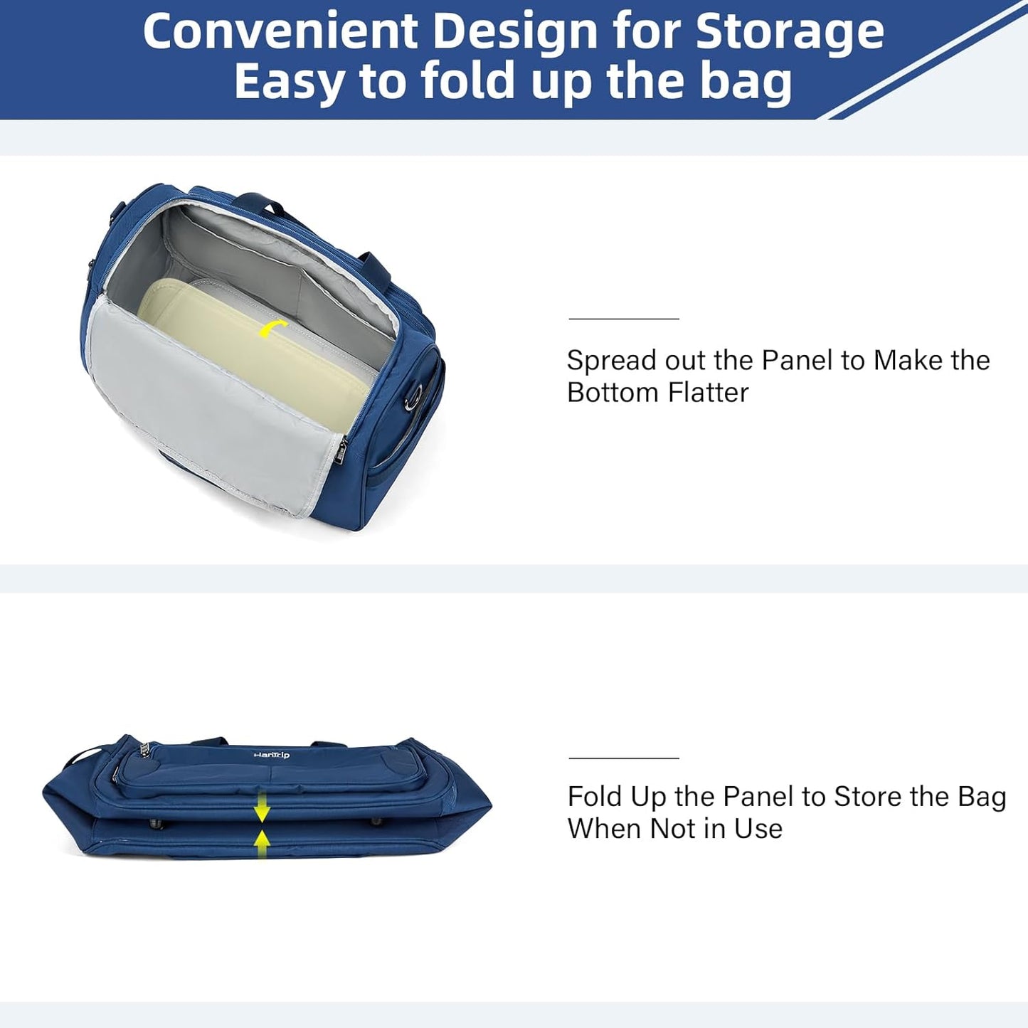 Carry on Duffel Bag Foldable Duffle Bags for Travel, Under Seat Personal Item Bags for Airplanes, Weekender Overnight Mens Travel Tote Bag for Women Small Softside Carry on Luggage (Blue)