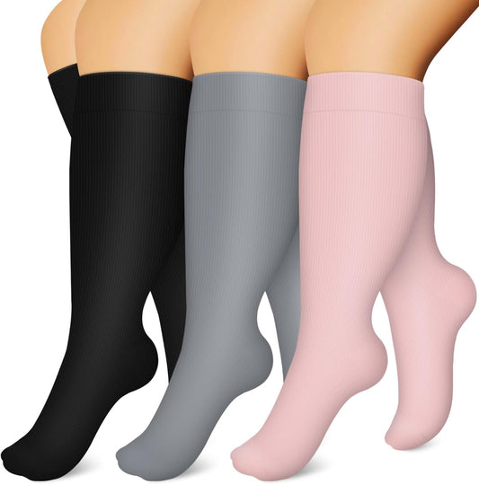 Laite Hebe Plus Size Compression Socks for Women and Men-3 pairs Wide Calf Knee High Support for Circulation