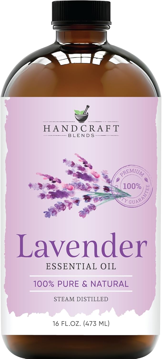 Handcraft Blends Lavender Essential Oil in Glass Bottle – Huge 16 Fl Oz – 100% Pure and Natural – Premium Grade Oil for Diffuser and Aromatherapy, Skin, Massage, Candle and Soap Making Fragrance