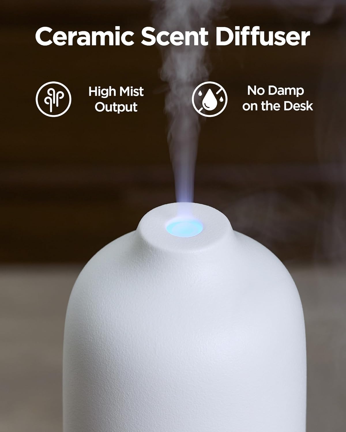 InnoGear 150ml Ceramic Essential Oil Diffuser, Handcrafted Stone Aromatherapy Scent Diffuser Ultrasonic Aroma Diffusers Humidifier Vaporizer with 2 Mist Modes Waterless Auto Off for Home Room Office