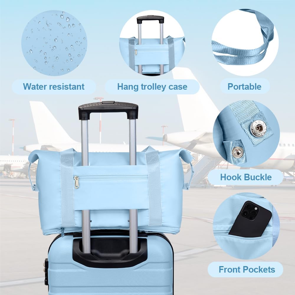 AnyZip Luggage Set 20 Inch Carry on Luggage PC ABS Hardshell Lightweight Suitcases for Travelling with 4 Universal Wheels TSA Lock Light Blue