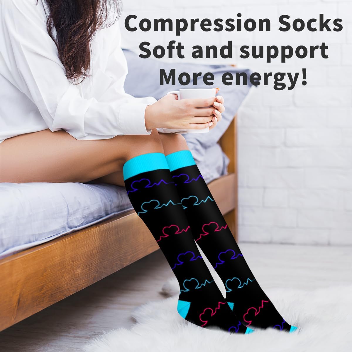 Copper Compression Socks for Women and Men(6 Pairs)-Best Support for Running, Athletic, Nursing, Travel