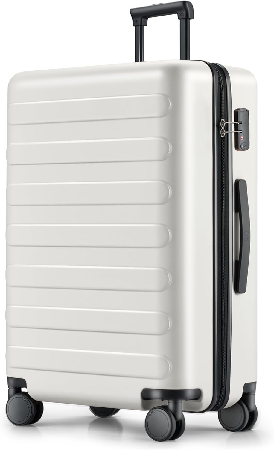 NINETYGO Large Checked Luggage 28 Inch, Checking In Luggage with Smooth Spinner Wheels, Lightweight, Hard Shell PC Suitcase, Lightweight Travel Luggage, TSA Approved (Lily White, Rhine Basic)