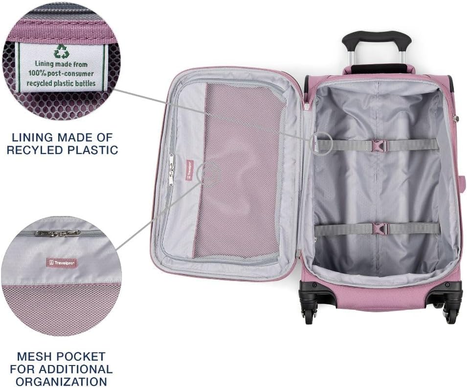 Travelpro Maxlite 5 Softside Expandable Luggage with 4 Spinner Wheels, Lightweight Suitcase, Men and Women, International, Orchid Pink Purple, Carry-on 21-Inch