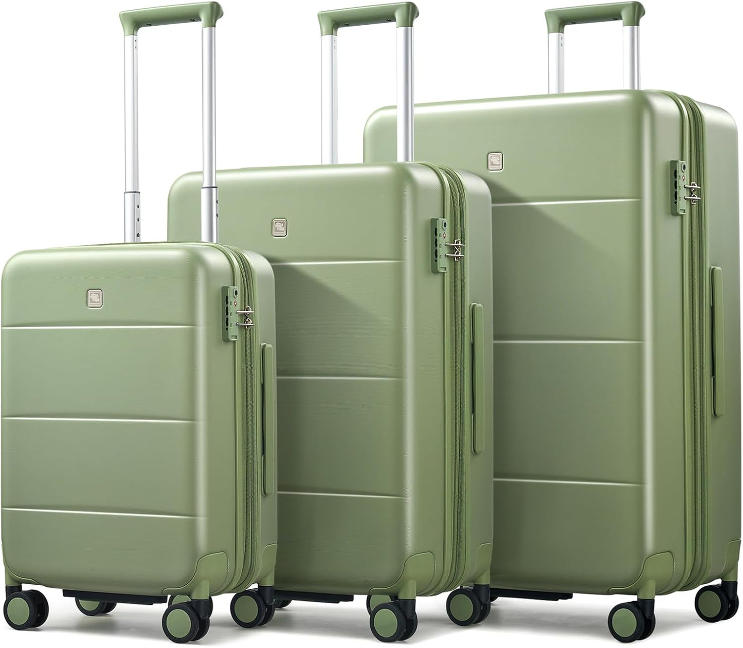 Hanke Expandable Luggage Sets 3 Piece with Spinner Wheels, 20/24/28" Hardside Carry On Luggage Large Suitcase, All-PC Hard Shell Luggage, TSA Lock, Lightweight Durable (Bamboo Green)