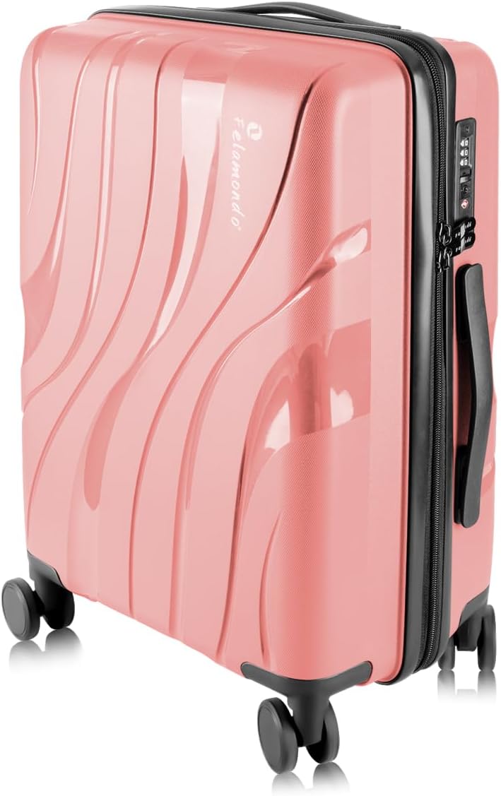 20-inch Carry-On Luggage with TSA Lock & 360° Spinner Wheels, 7.7 lbs, Scratch and Water Resistant - Ideal for Business Travel Suitcase(Pink)