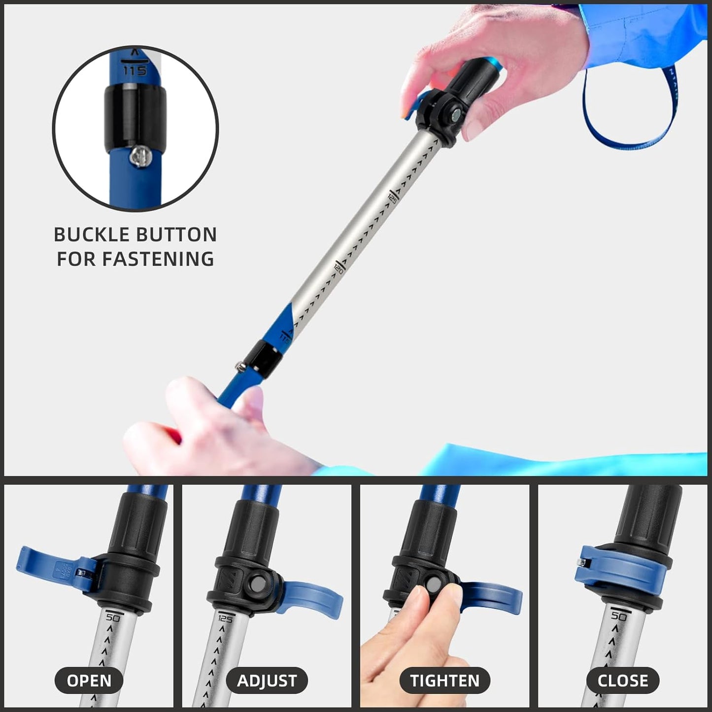 Trekking Poles, Collapsible Hiking Poles,Lightweight and Compact Walking Sticks with Adjustable Height for Men and Women