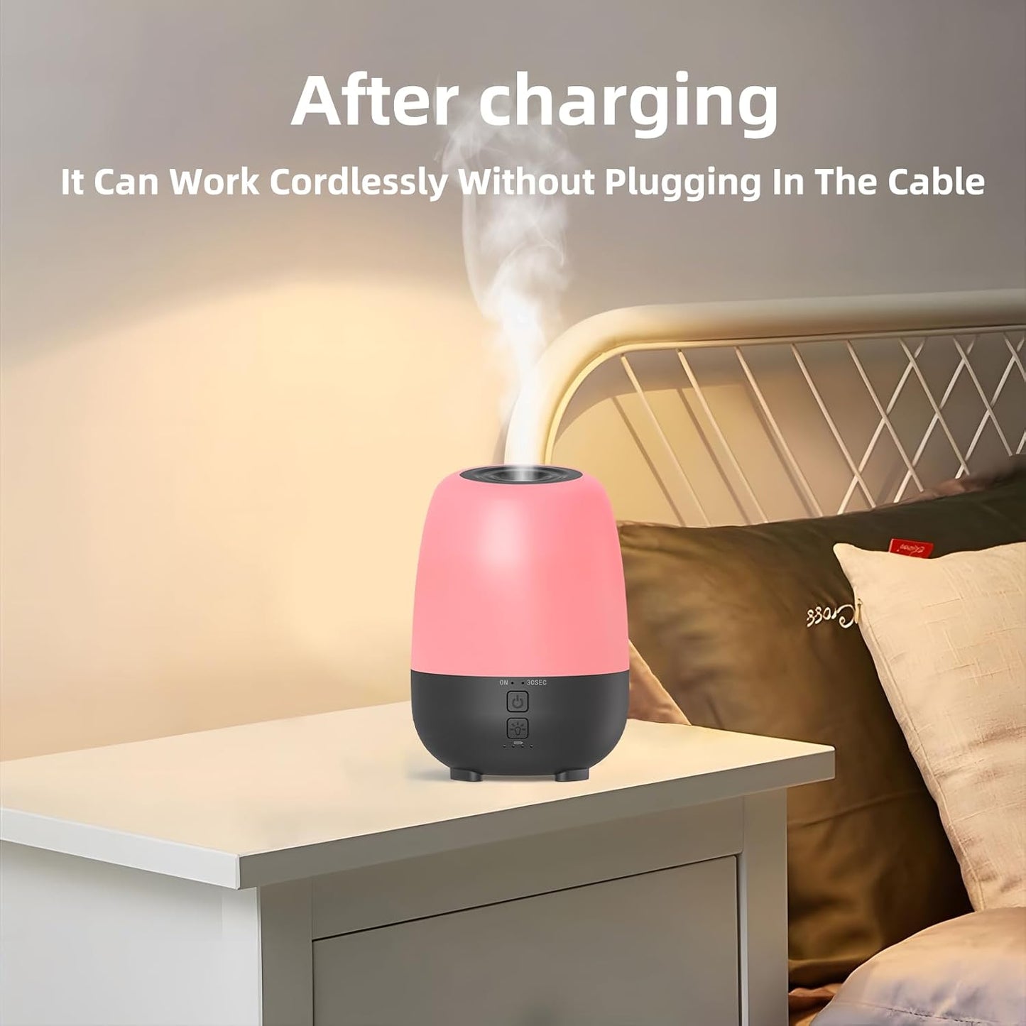 150ML Rechargeable Battery Powered Essential Oil Diffuser, 7-Hour Run time, 7-Color LED Lights, Cordless Portable Aromatherapy Diffuser for Home, Office, Travel (Black)