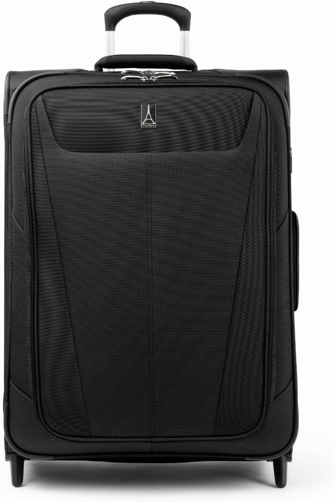 Travelpro Maxlite 5 Softside Expandable Upright 2 Wheel Checked Medium Luggage, Lightweight, 26-Inch — Black