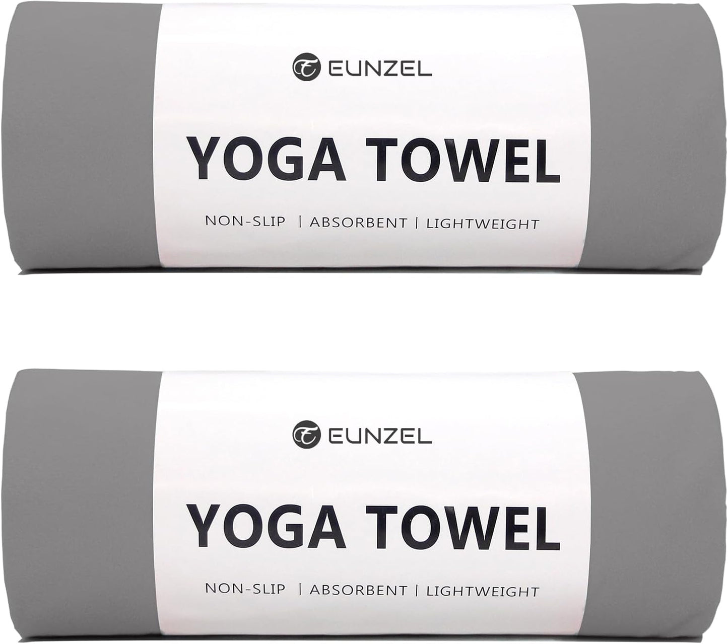Eunzel 2 Pack Hot Yoga Towel Non Slip Yoga Mat Towel Non-Slip Sweat Absorbent Microfiber Towel for Hot Yoga, Pilates and Workout 72" x 26.5",Dark Grey