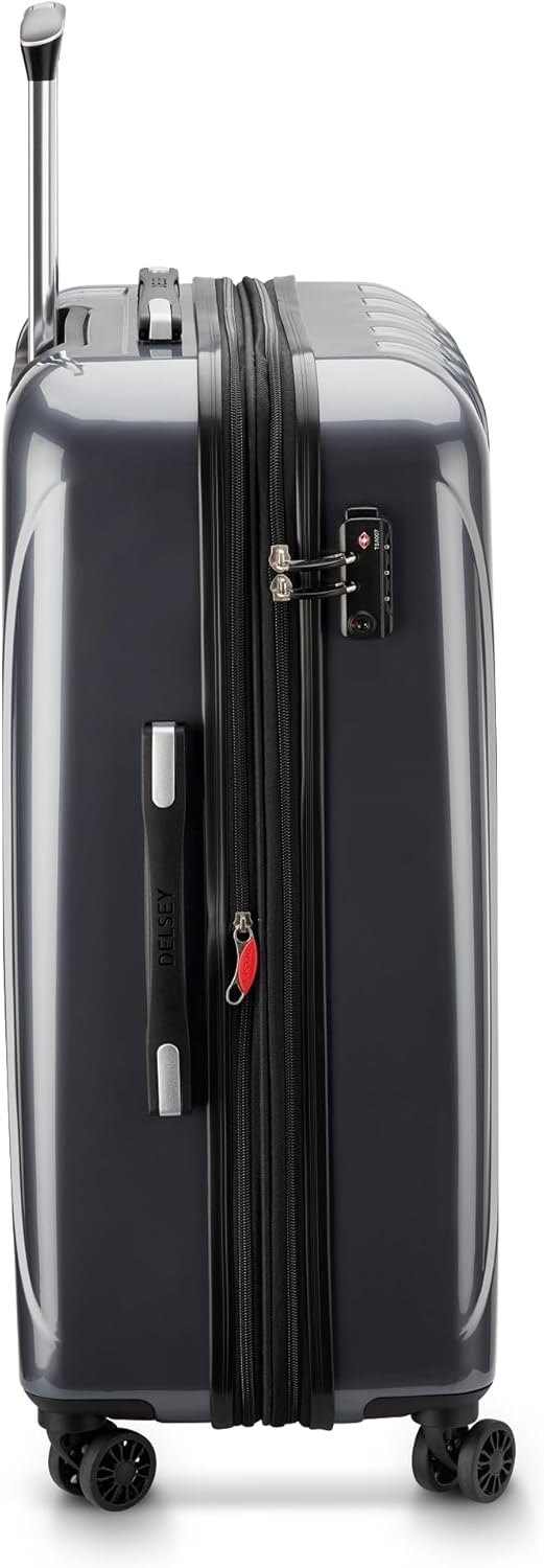 DELSEY PARIS Helium Aero Hardside Expandable Luggage with Spinner Wheels, Titanium, Checked-Medium 24 Inch