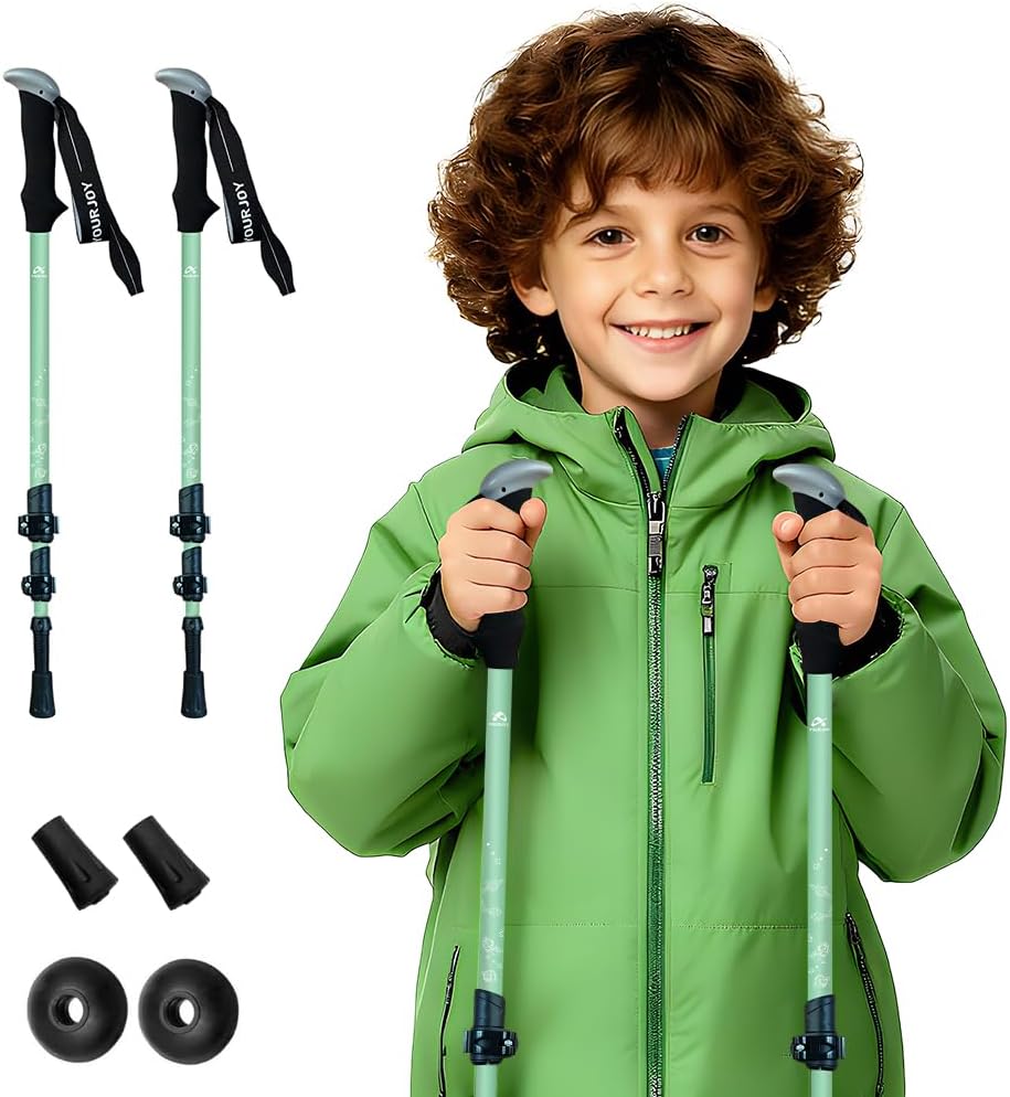 Hiking Trekking Poles, 2 Pack Anti Shock, Adjustable, Collapsible Hiking Poles for Trekking or Walking, Lightweight Aluminum Sticks for Children