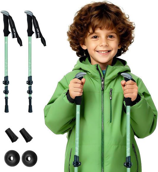 Hiking Trekking Poles, 2 Pack Anti Shock, Adjustable, Collapsible Hiking Poles for Trekking or Walking, Lightweight Aluminum Sticks for Children