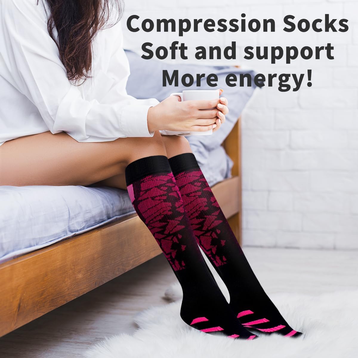 Copper Compression Socks for Women and Men(6 Pairs)-Best Support for Running, Athletic, Nursing, Travel