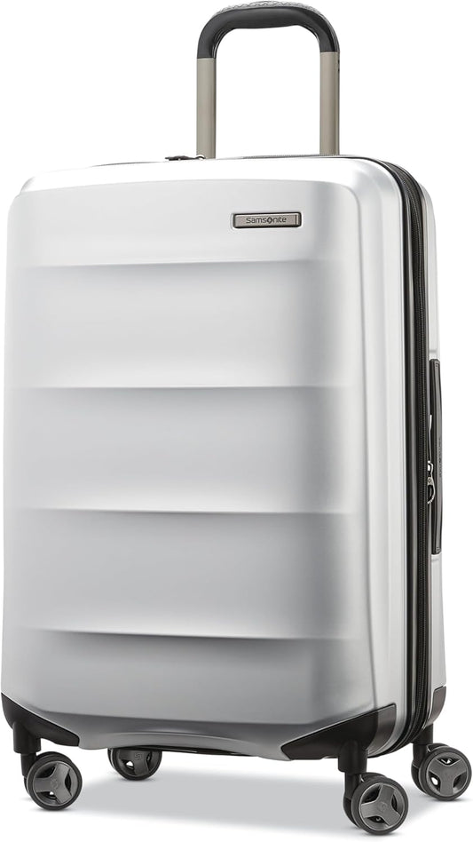 Samsonite Octiv Lightweight Hardshell 24-Inch Medium Checked Luggage - Durable Impact Resistant, 360° Aero Trac Spinner Wheels, Adjustable Telescopic Handle, Expandable, TSA Approved Lock - Silver