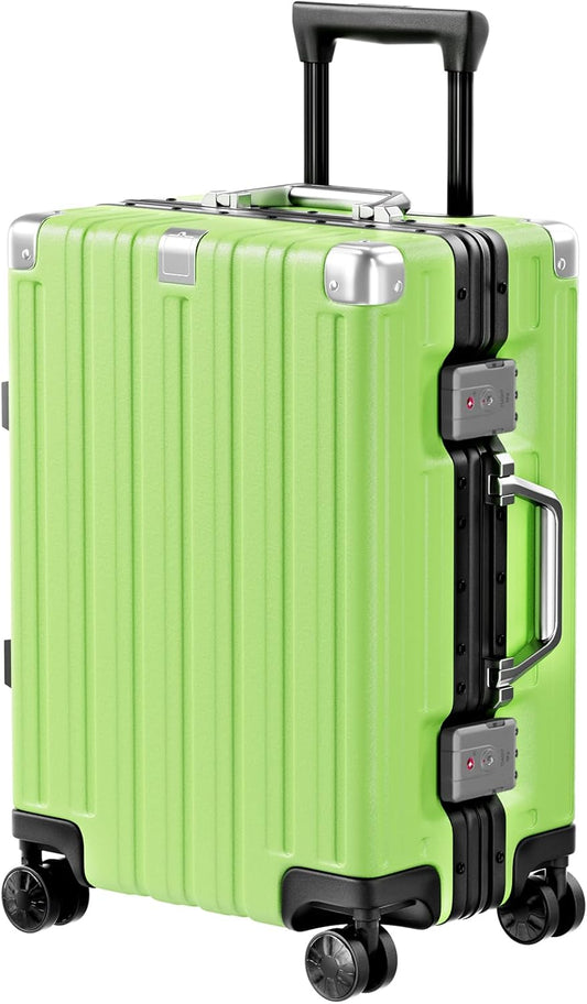 Krute Carry On Luggage 20 inch Aluminum Frame Suitcase with Spinner Wheels No Zipper Hardshell PC+ABS Luggages TSA Lock Zipperless Suitcases