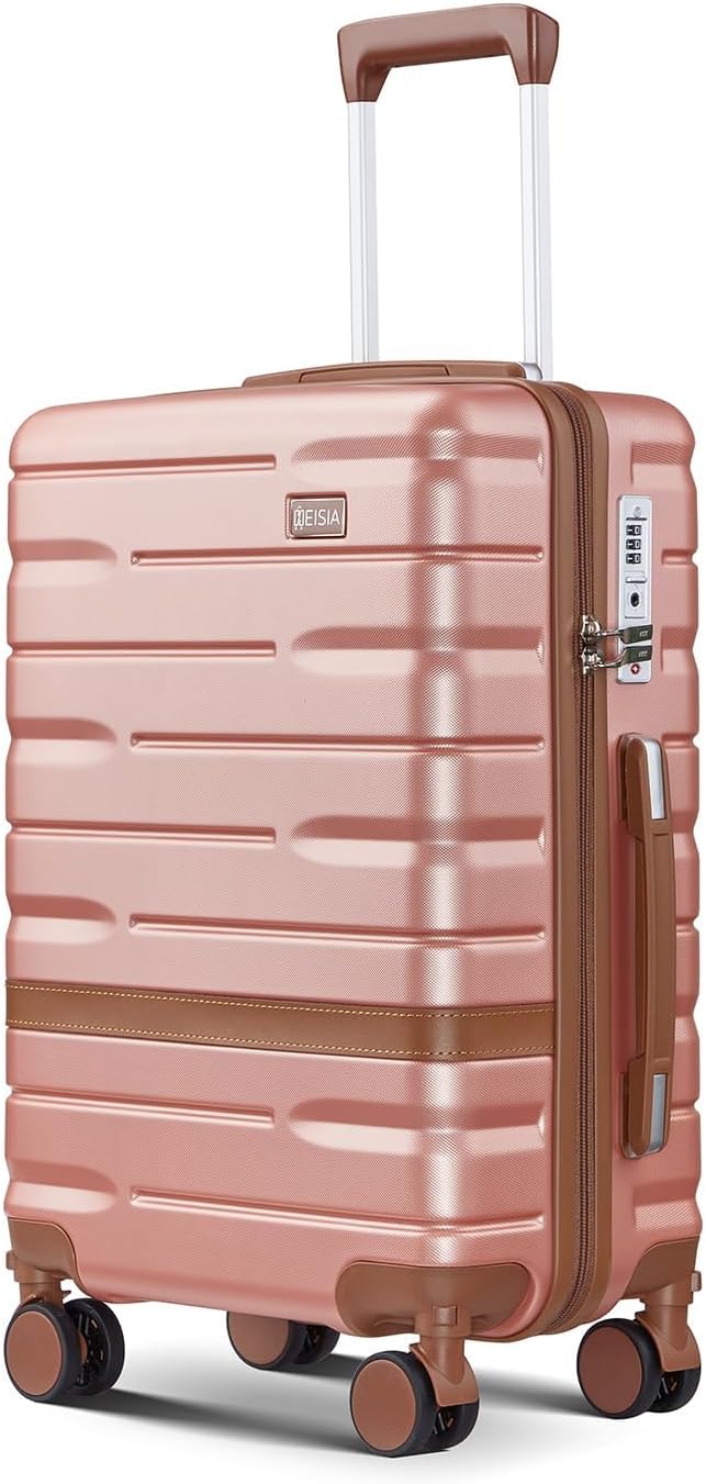 Luggage Sets 3 Piece with TSA Lock Hardside PC+ABS Carry On Suitcase with YKK Zippers Lightweight Rolling Travel Luggage Sets with Spinner Wheels (Pink, 20 Inch)