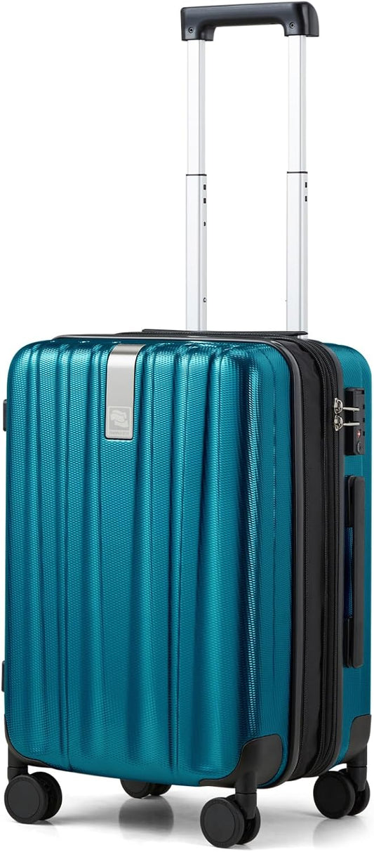 Hanke 20 Inch Expandable Carry on Luggage 22x14x9 Airline Approved Lightweight PC Hard Shell Suitcases with Wheels Tsa Luggage Rolling Suitcase Travel Luggage Bag for Weekender(Caribbean Blue)