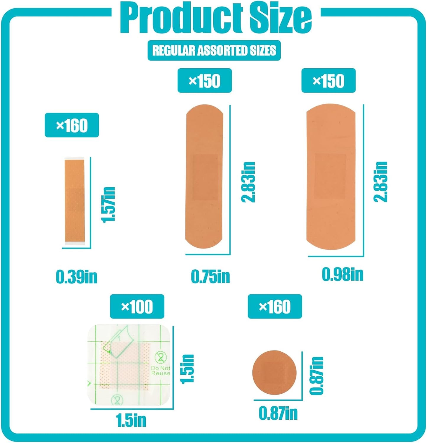 720 Pcs Variety Bandages Pack Assorted Sizes Waterproof Breathable Adhesive Fingertip Bandages Bulk for First Aid Wound Care Scrapes Blister