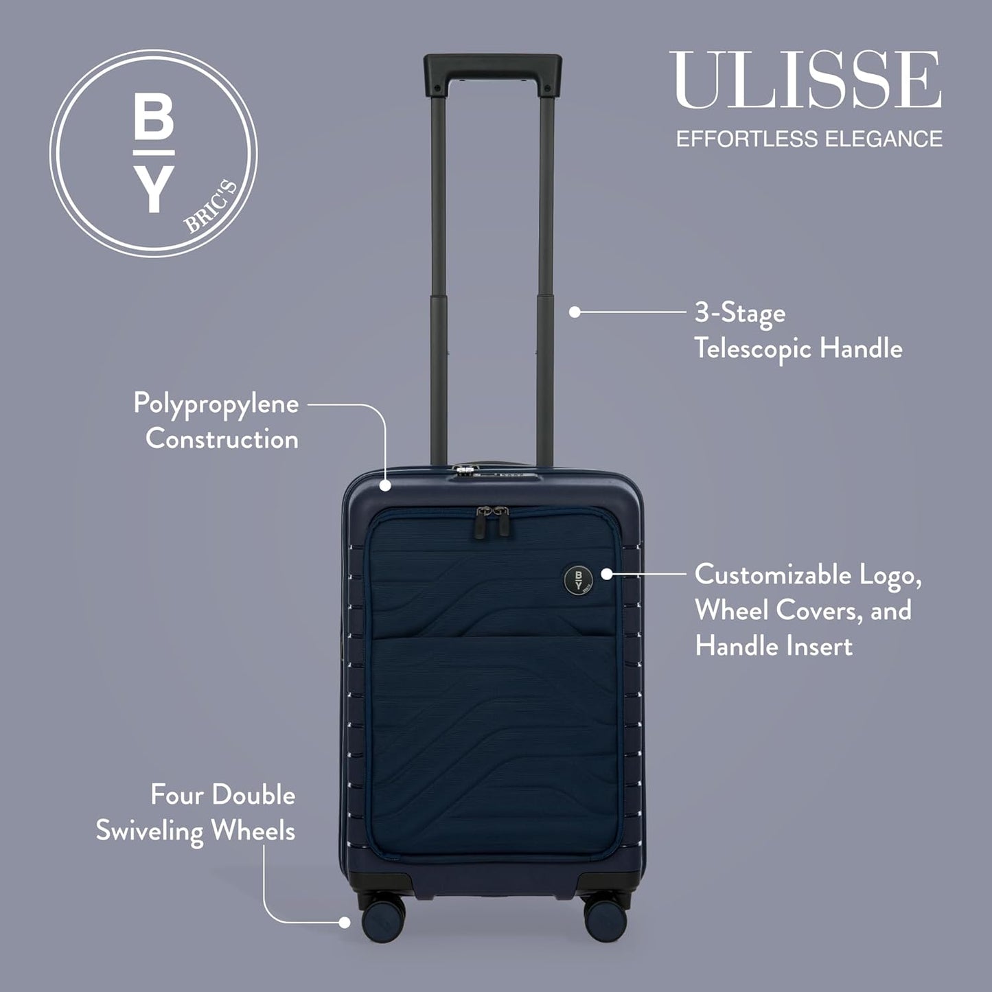 Bric's B|Y Ulisse Spinner Carry-On Suitcase, Lightweight Expandable Hard Shell Luggage with TSA Lock and Smooth 360° Wheels 21 Inch – Oceano