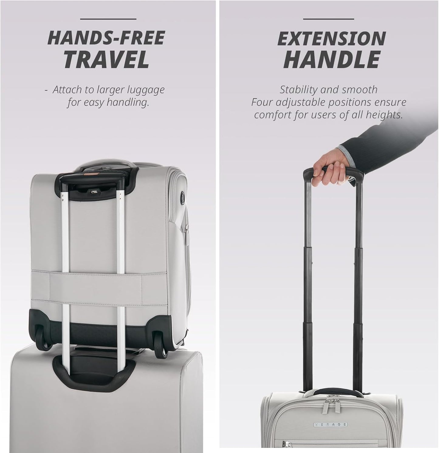 Verage Under Seat Luggage with Wheels, Softside Expanable Small Suitcase Carry On Luggage Bags for Airlines Airplanes Short Trip Men Women (Cloud Gray, 16-Inch Rolling Underseat)