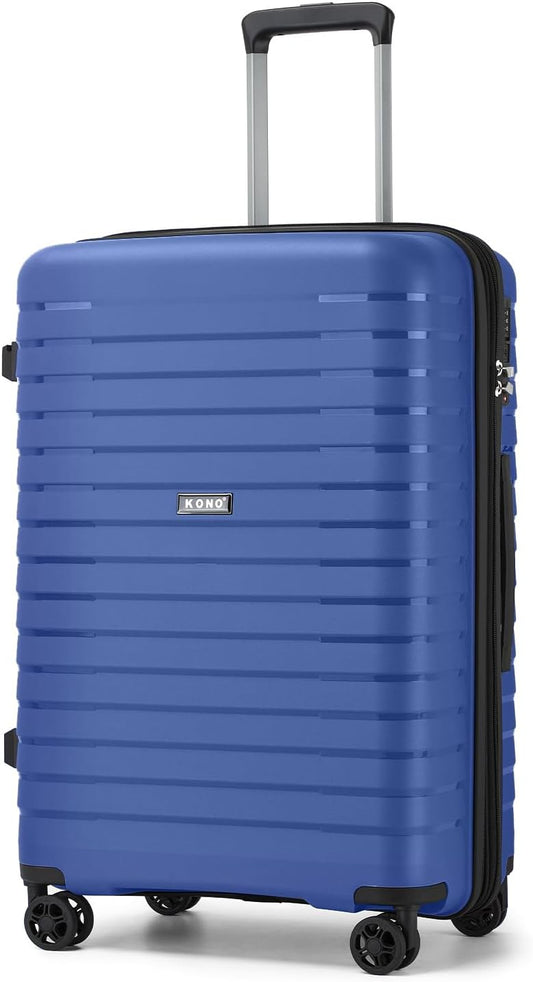 Kono 24 Inch Expandable Luggage Suitcase with Spinner Wheels, Durable Hardside Checked Luggage with Hidden Cup Holder, Lightweight Hard Shell Medium Suitcase with TSA Lock(Navy)