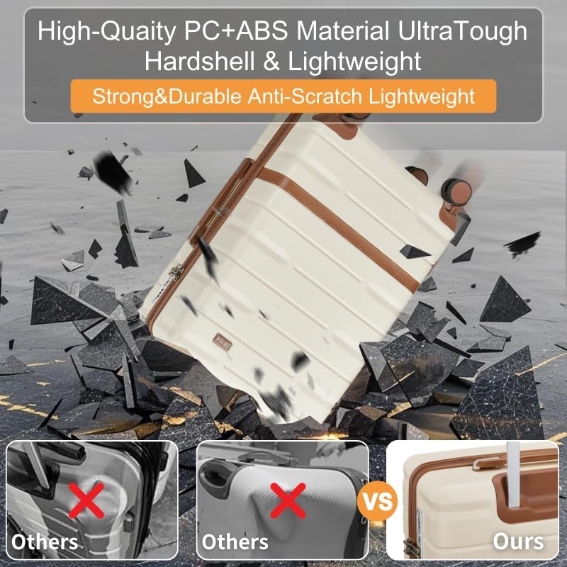 Carry On Luggage Sets,20 Inch Carry-on Suitcase with Spinner Wheels,PC+ABS Lightweight Hardshell with TSA lock,Airline Approved YKK Zippers (gray)